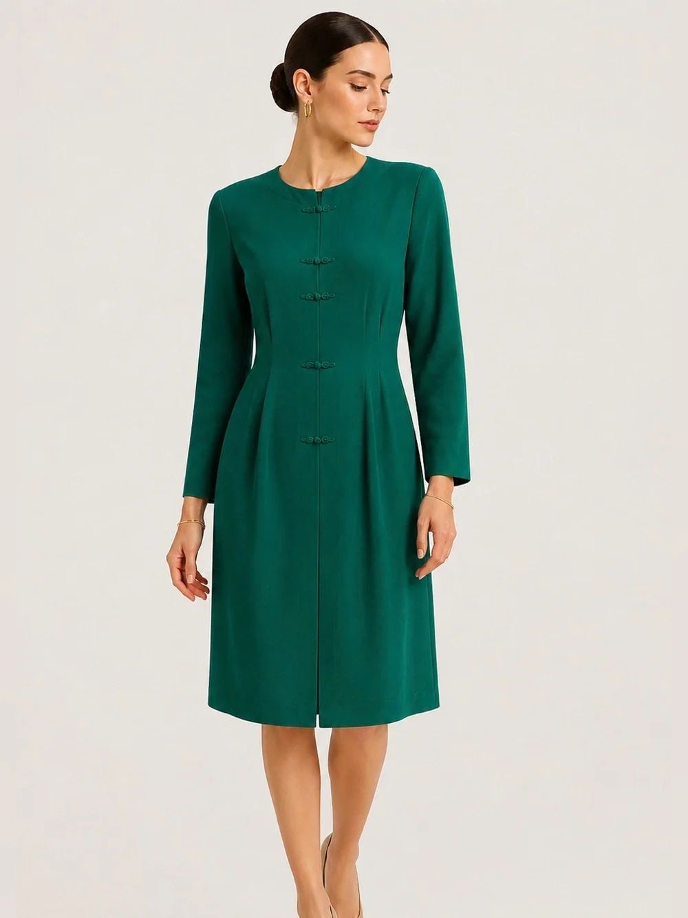 Patrick Woman Collection 100% Silk Emerald Green Midi Dress Size 20 Vintage